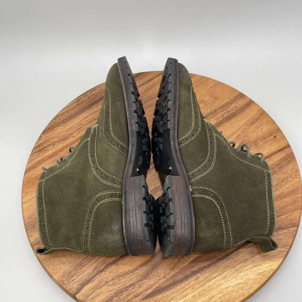Florsheim Imperial Boots Mens Size 10 D Olive Green Suede Leather Wingtip Casual